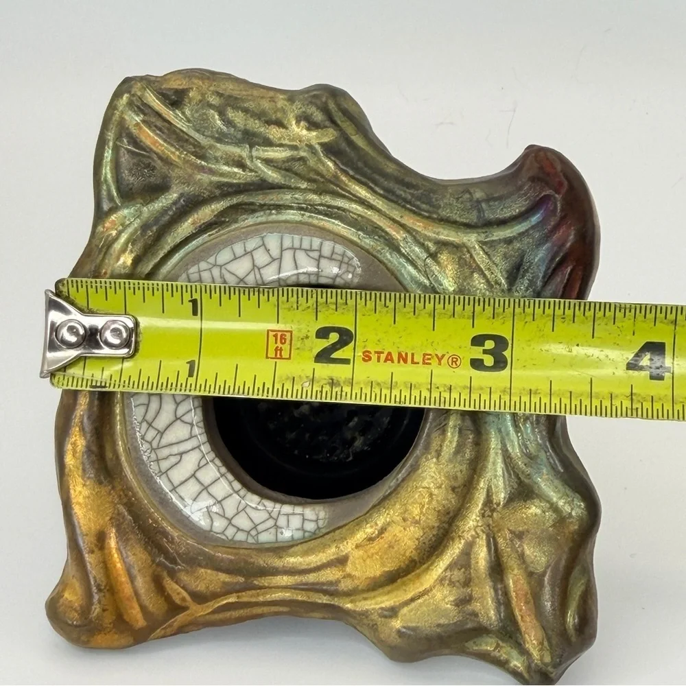 Ikebana Pottery Frog Vase Prolon 9275 Iridescent Glaze Compact Size Art Nouveau